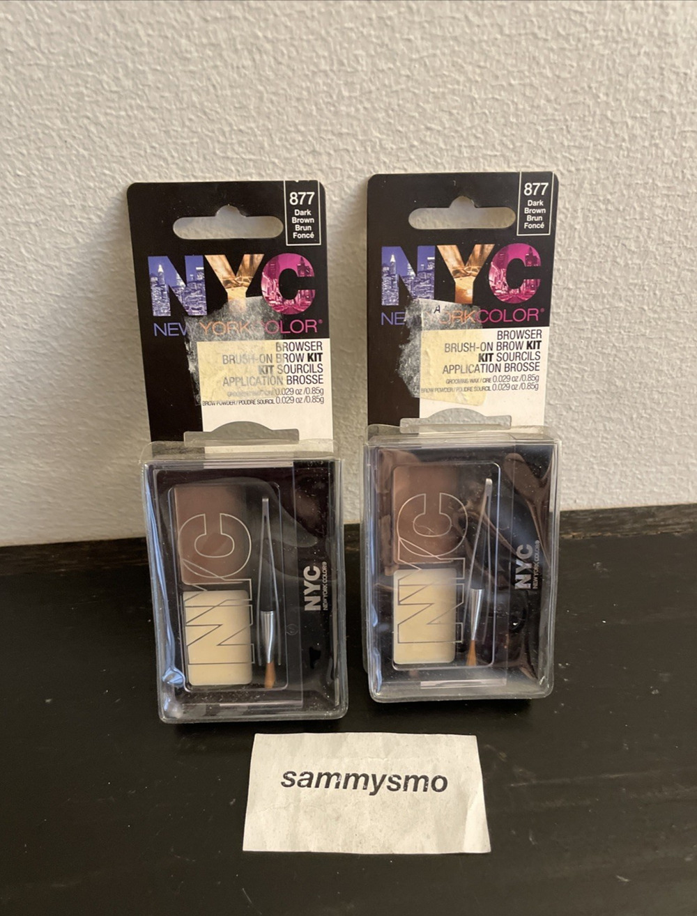 NYC Browser Brush On Brow Kit, 877 Dark Brown discontinued x2 READ DECRIPTION